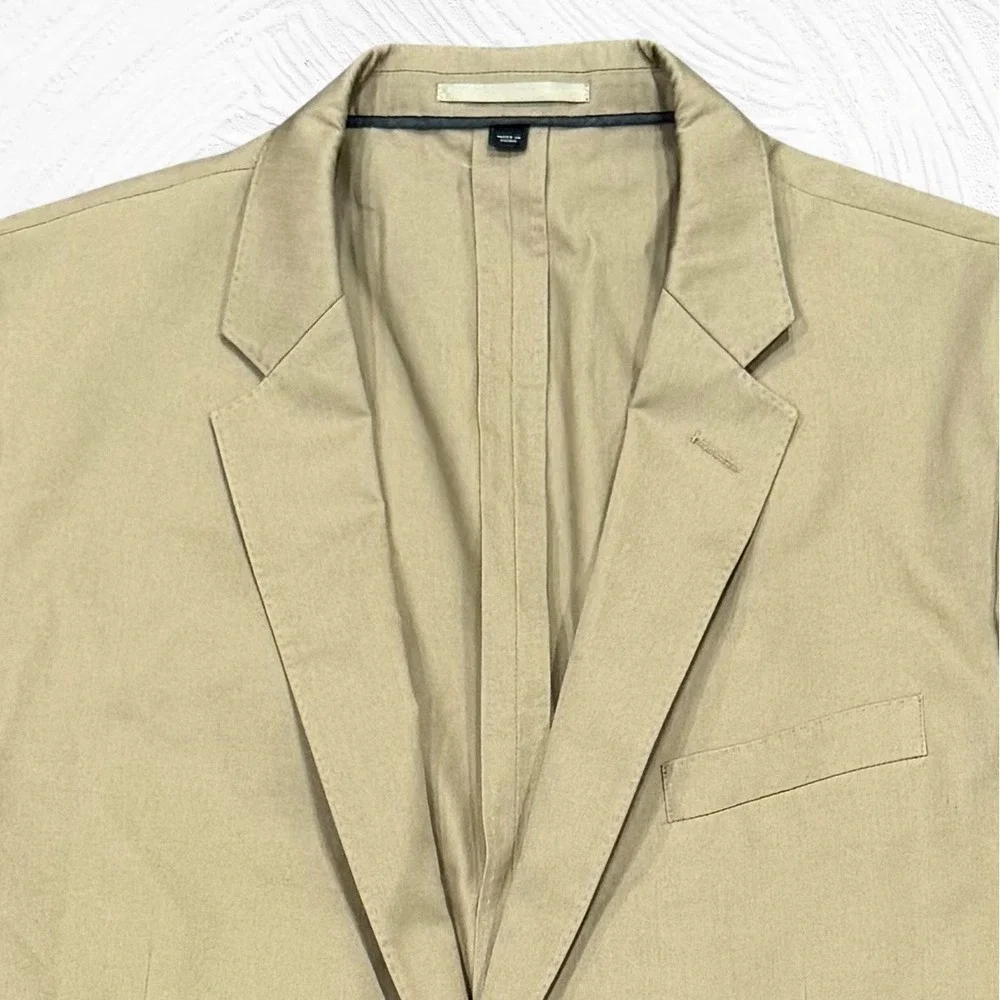 J.Crew Ludlow Blazer Mens 44R Khaki Tan Solid Cotton Larusmiani Twill Sport Coat